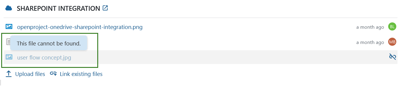 A file has been deleted from the SharePoint file storage
