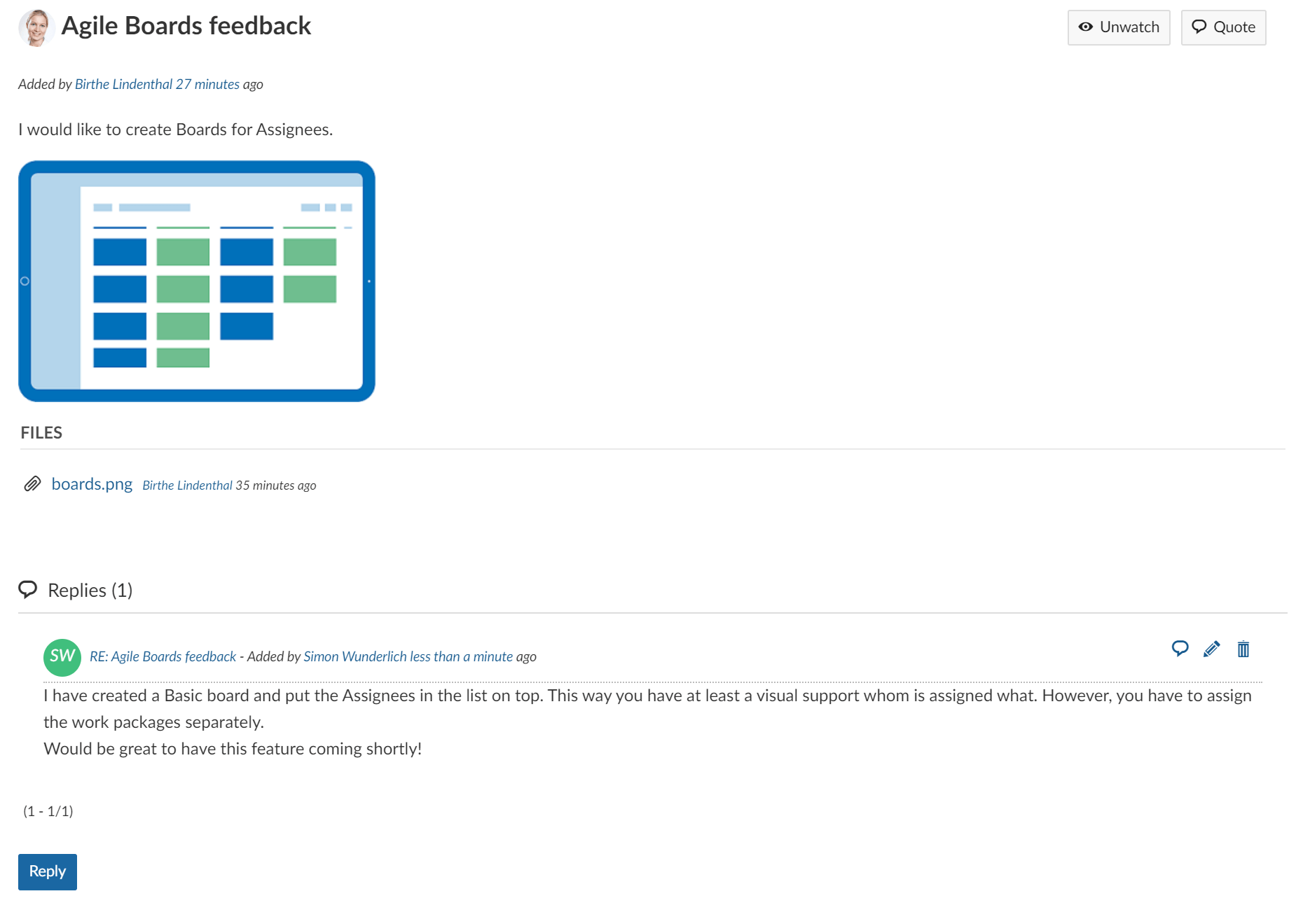 reply to existing forum message