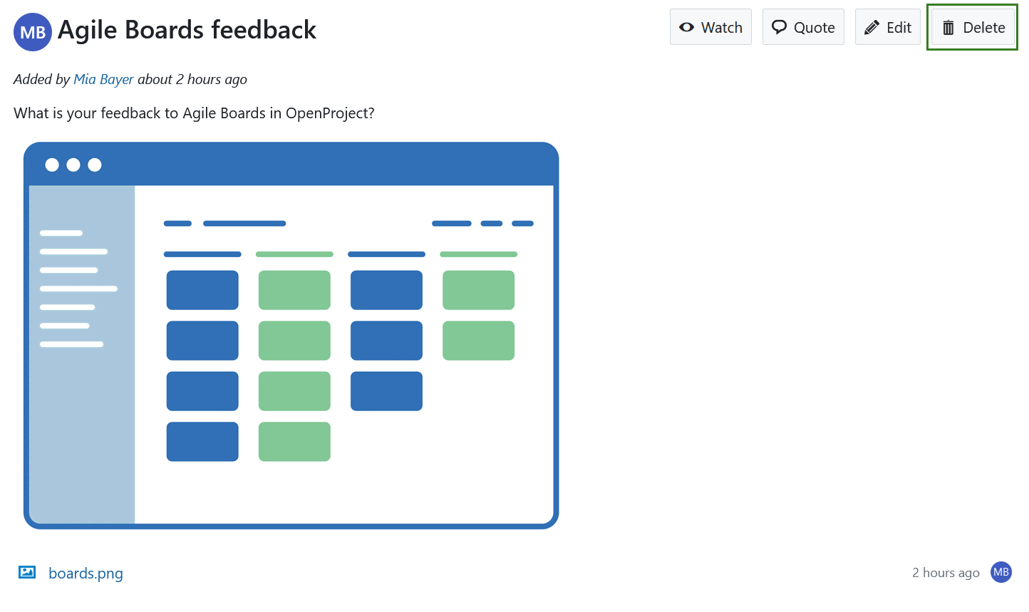Einen Forumsbeitrag in OpenProject löschen