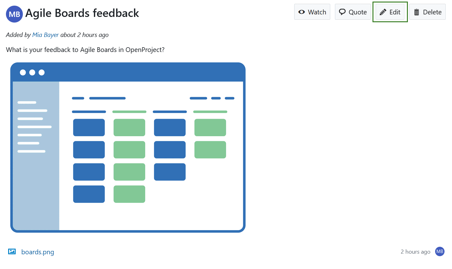 Einen Forumsbeitrag in OpenProject bearbeiten
