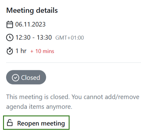 Re-open a meeting in OpenProject