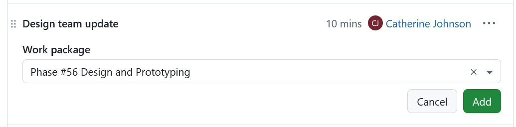 Adicione um pacote de trabalho existente como resultado de um ponto da ordem de trabalhos da reunião no OpenProject