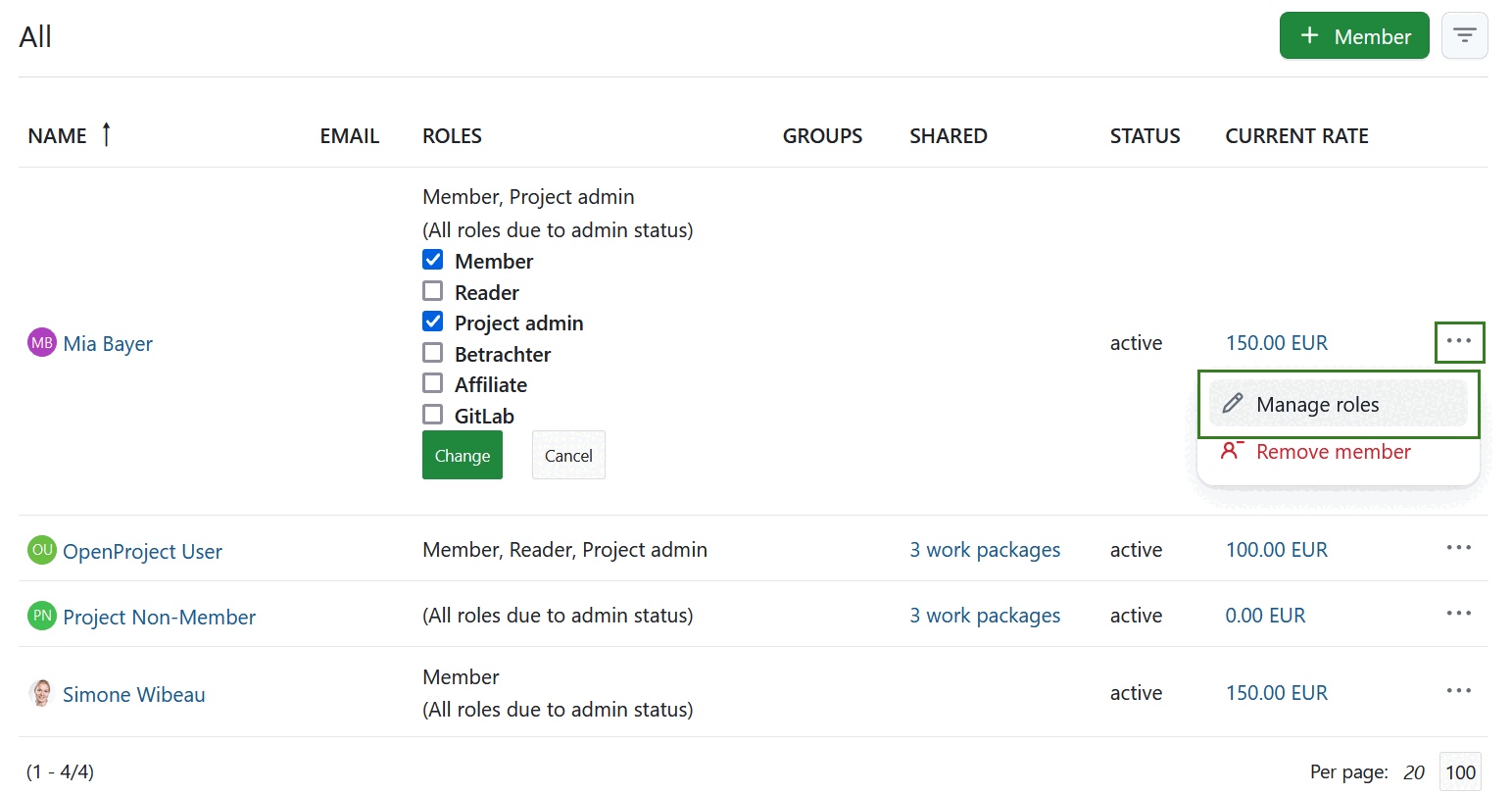 Editar membros do projeto no OpenProject