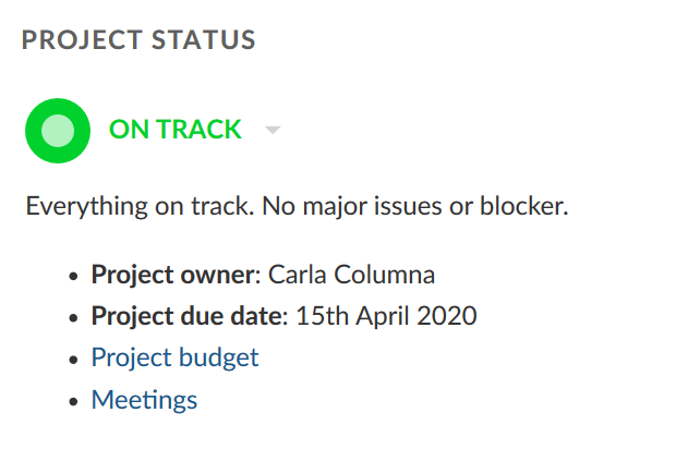 project status description