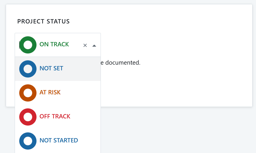 Widget de statut du projet affiché sur une page d’aperçu du projet dans OpenProject