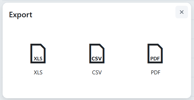 Exportar formatos de lista de proyectos