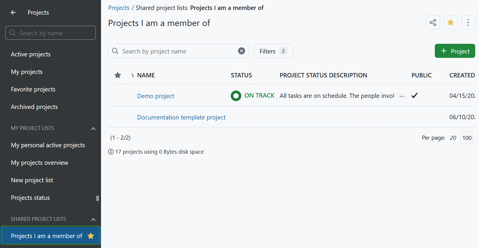 Public project lists in OpenProject