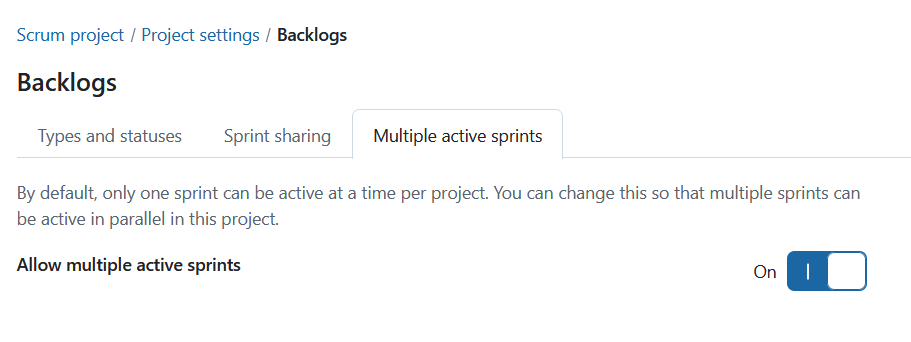 Aktivieren Sie mehrere aktive Sprints in den Projekteinstellungen von OpenProject
