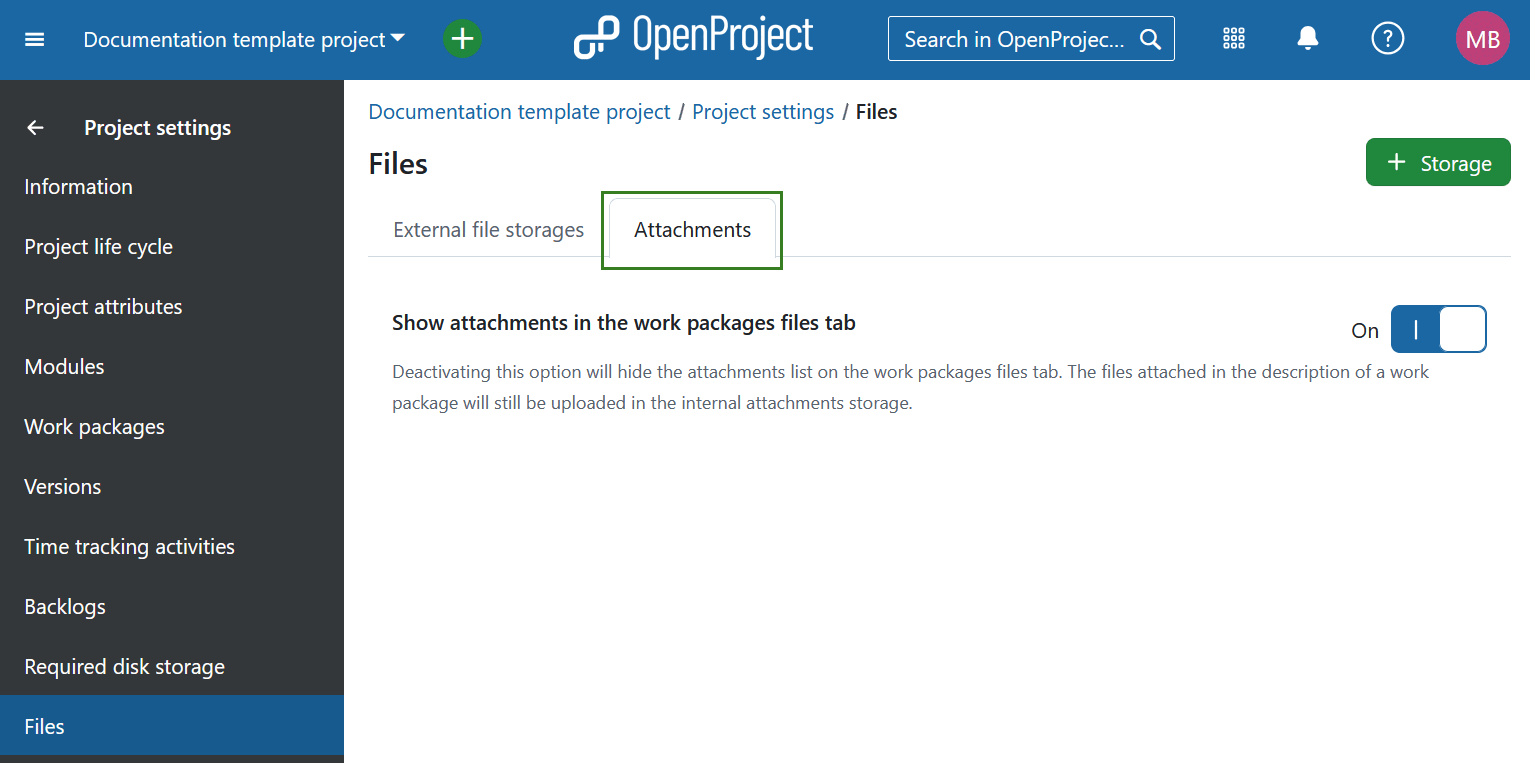 Show attachments in the work packages files tab in OpenProject