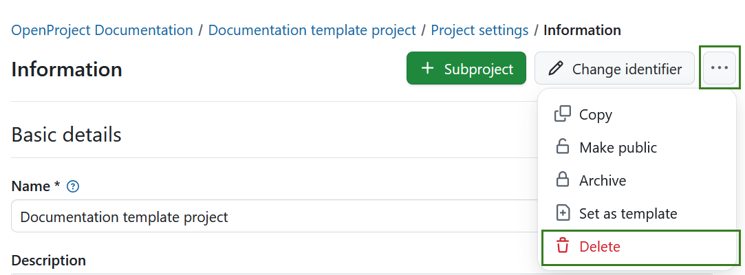 supprimer un projet