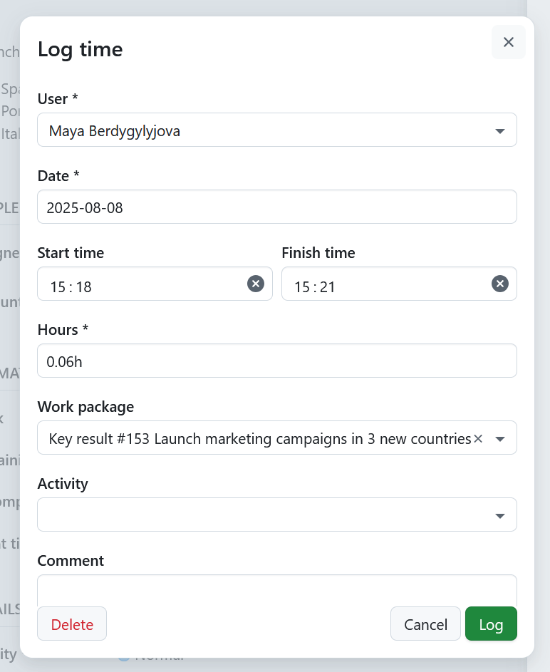 OpenProject den Time Tracking Button stoppen