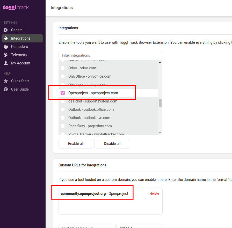 alternar-configuración-integraciones-openproject