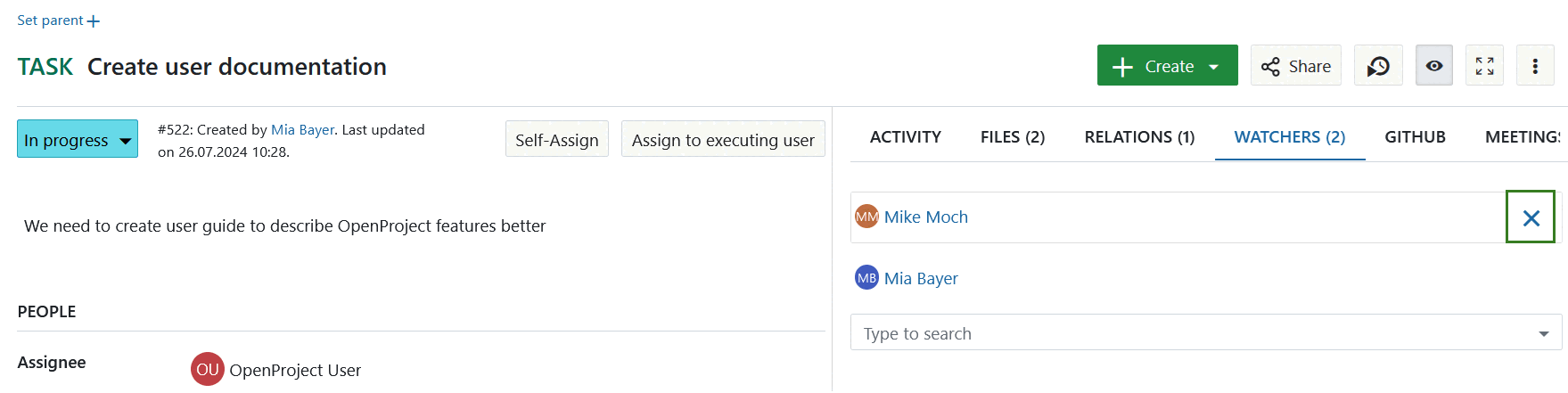 Remover observadores dos pacotes de trabalho do OpenProject