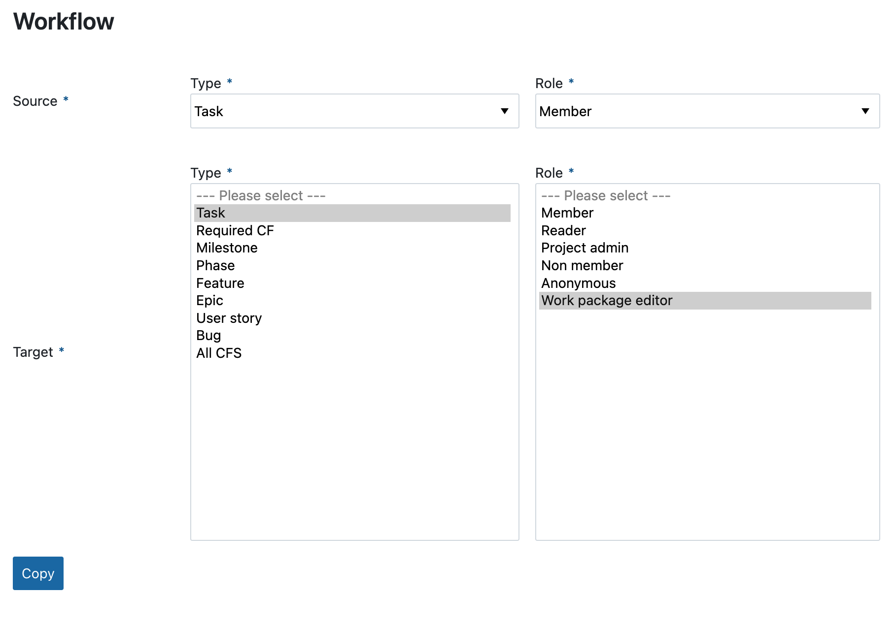 Ejemplo para copiar un workflow