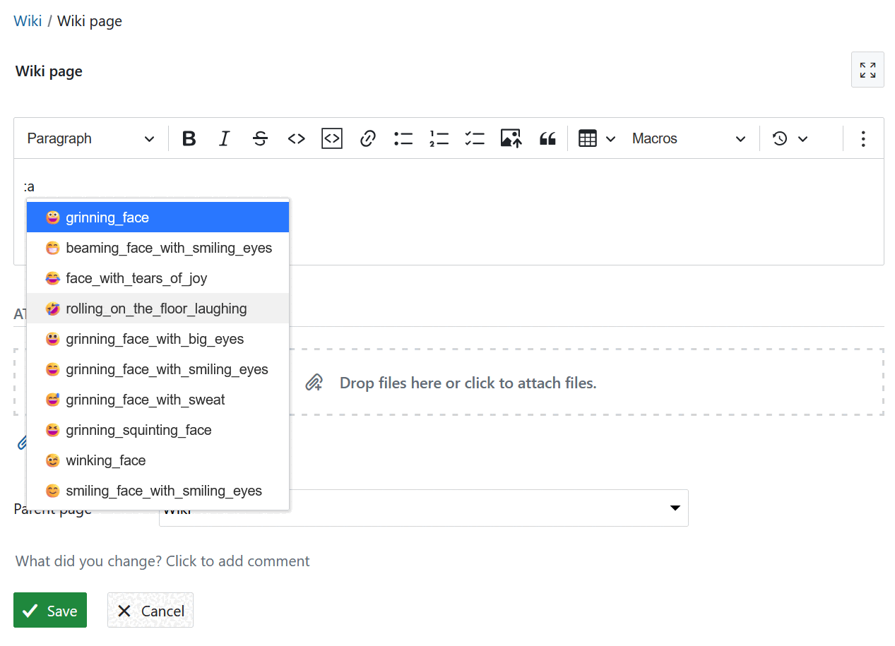 Inserir um emoji num editor WYSIWYG no OpenProject
