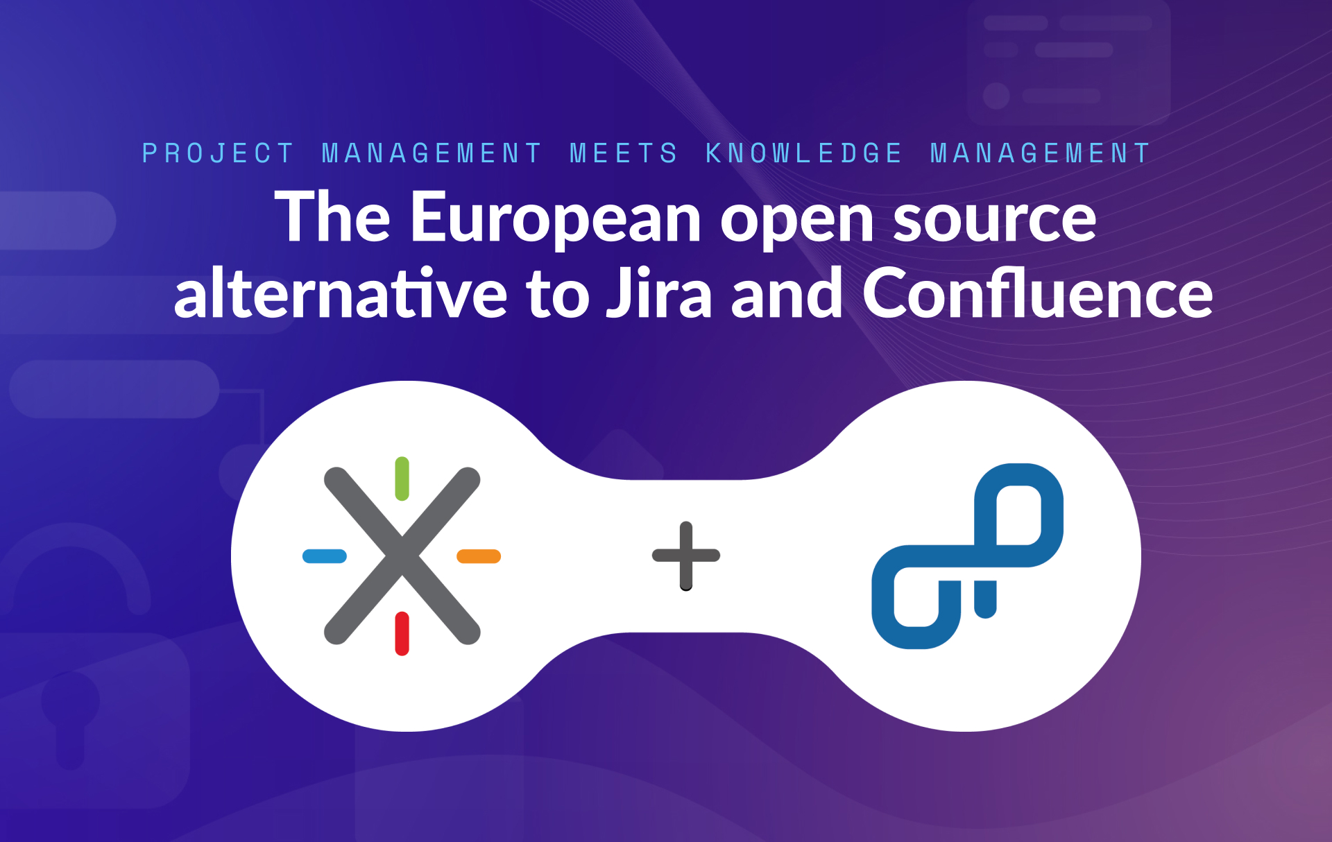 OpenProject and XWiki logos connected, the European open source alternative to Jira and Confluence