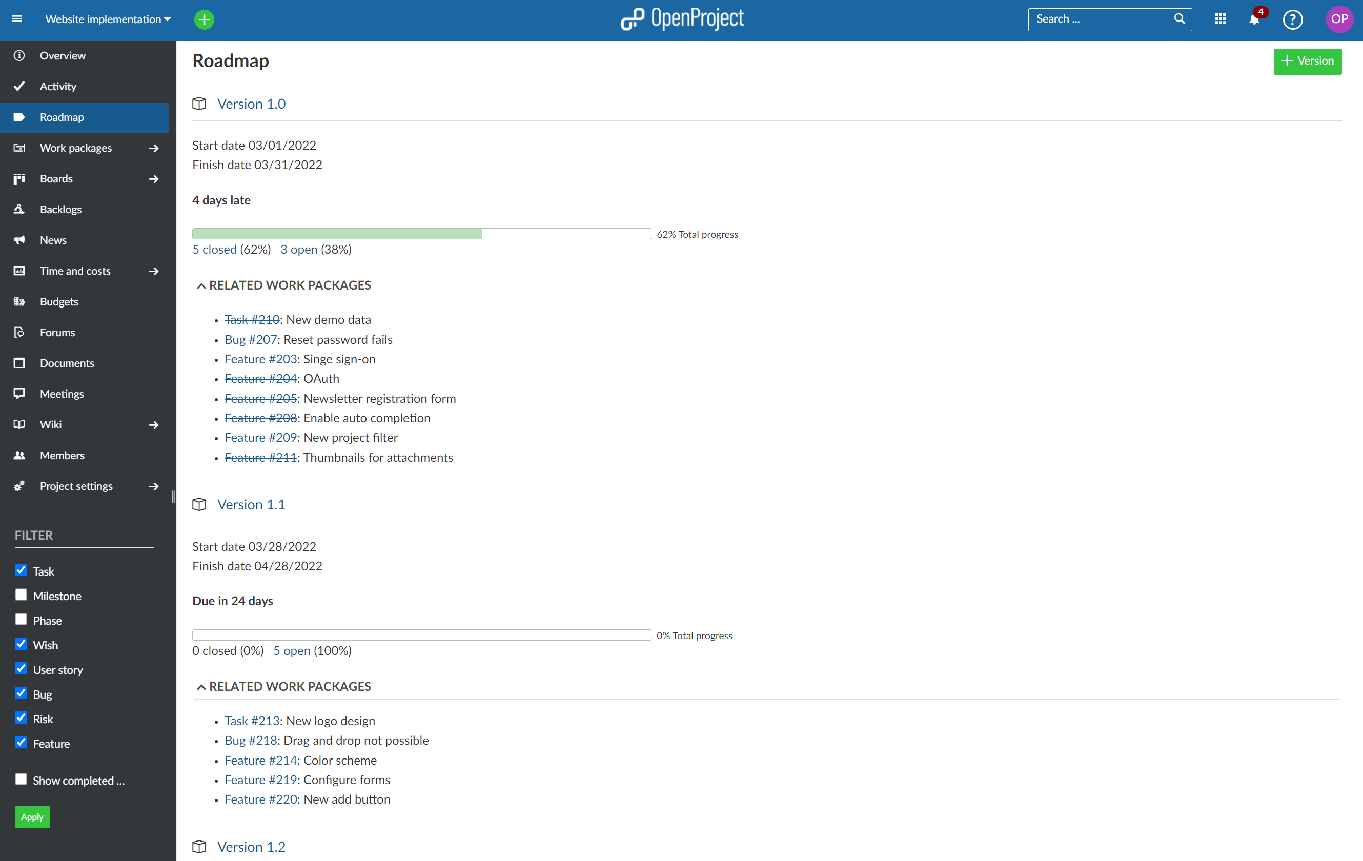 Planificación de hojas de ruta