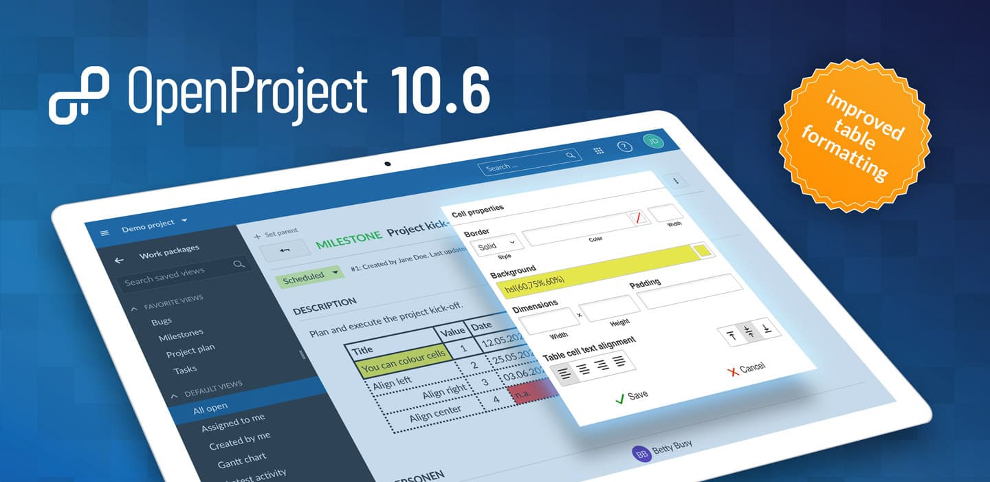 OpenProject 10.6: improved table formatting, quicker time logging, support of Slovenian language OpenProject 10.6: improved table formatting, quicker time logging, support of Slovenian language