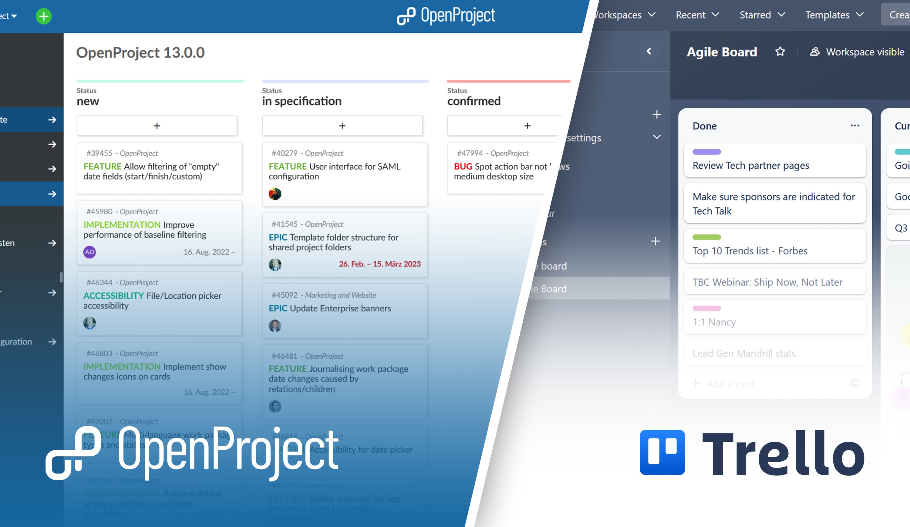 OpenProject vs Trello OpenProject vs Trello