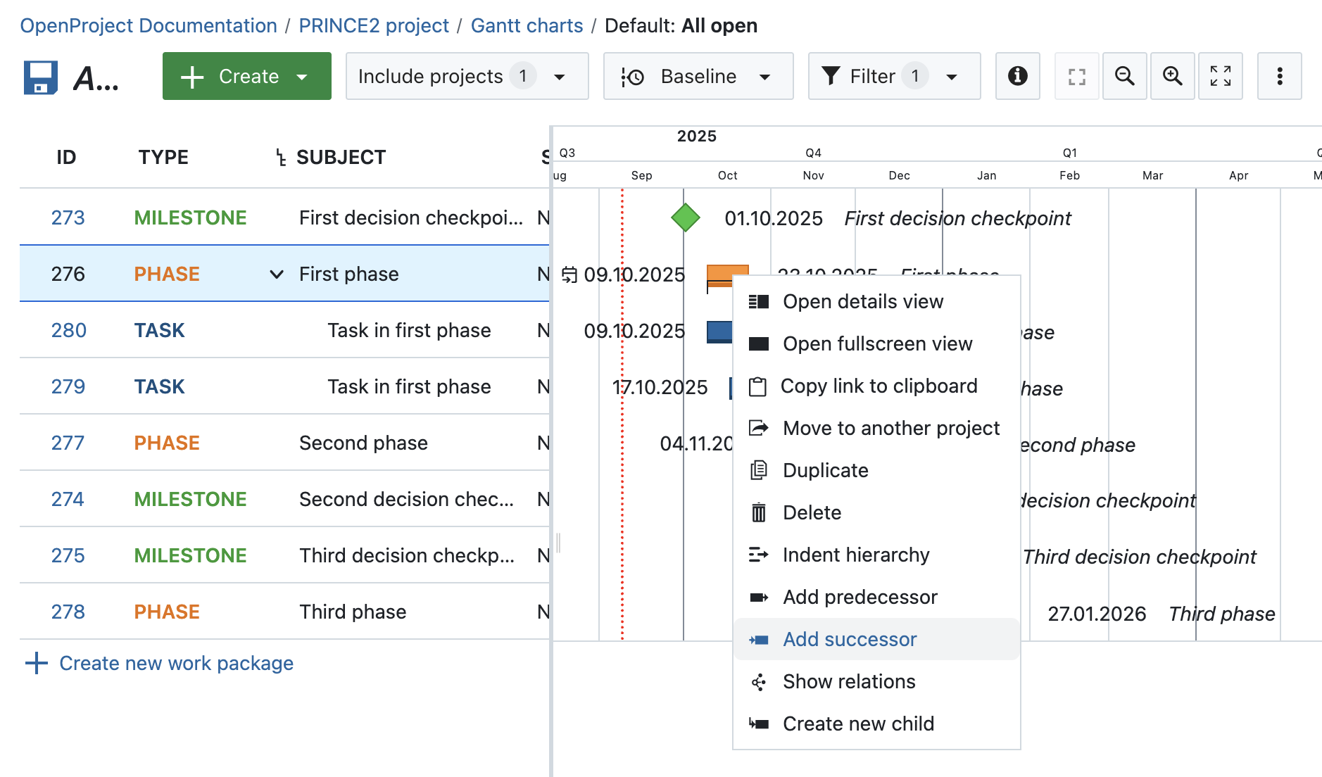 Follow the PRINCE2 process with OpenProject: Control a stage by breaking work into manageable tasks