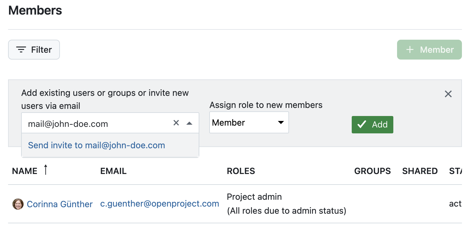 Follow the PRINCE2 process with OpenProject: Start up a project by inviting new members to your instance
