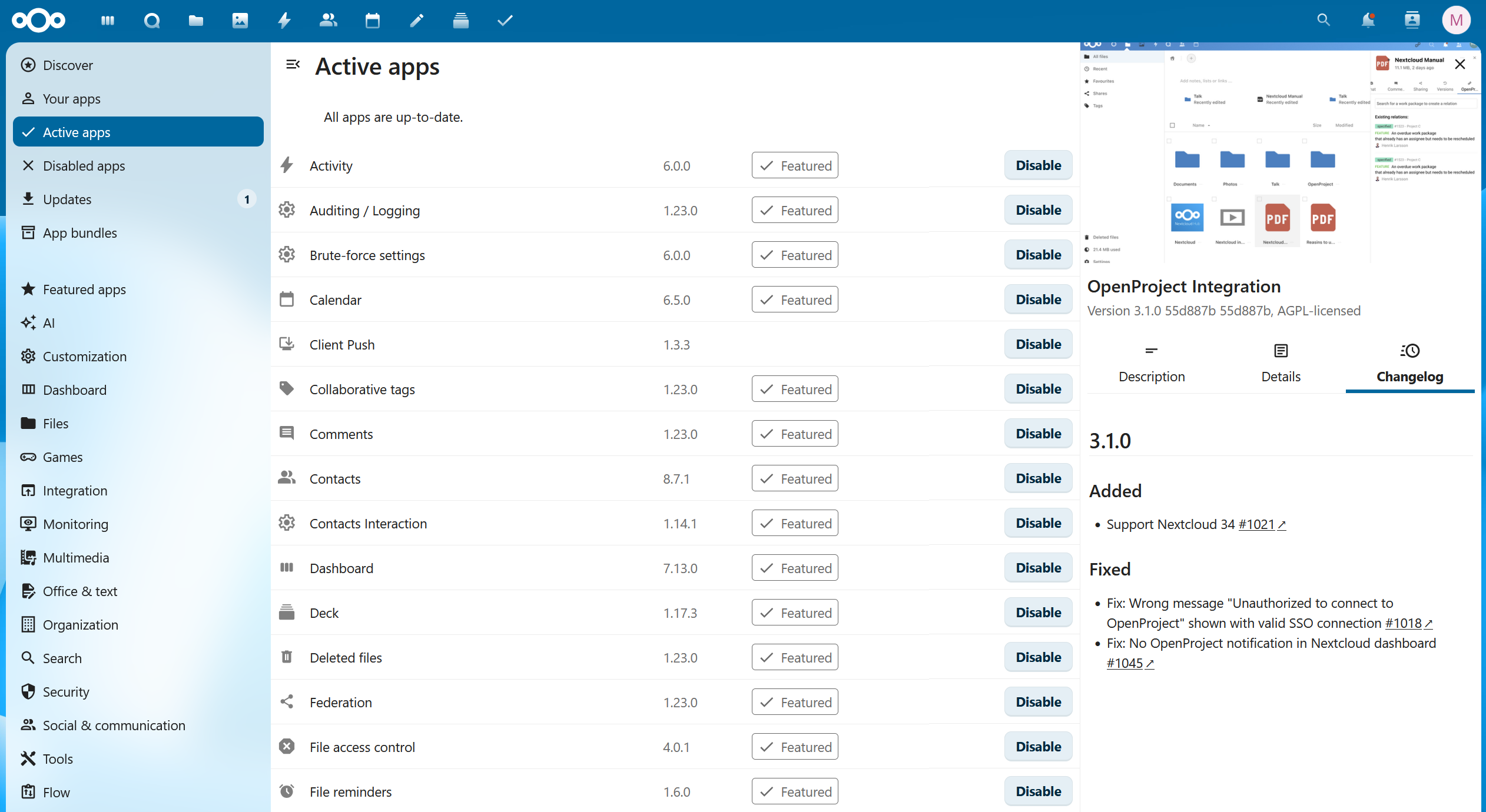 OpenProject integration app for Nextcloud released in version 3.1.0 OpenProject integration app for Nextcloud released in version 3.1.0