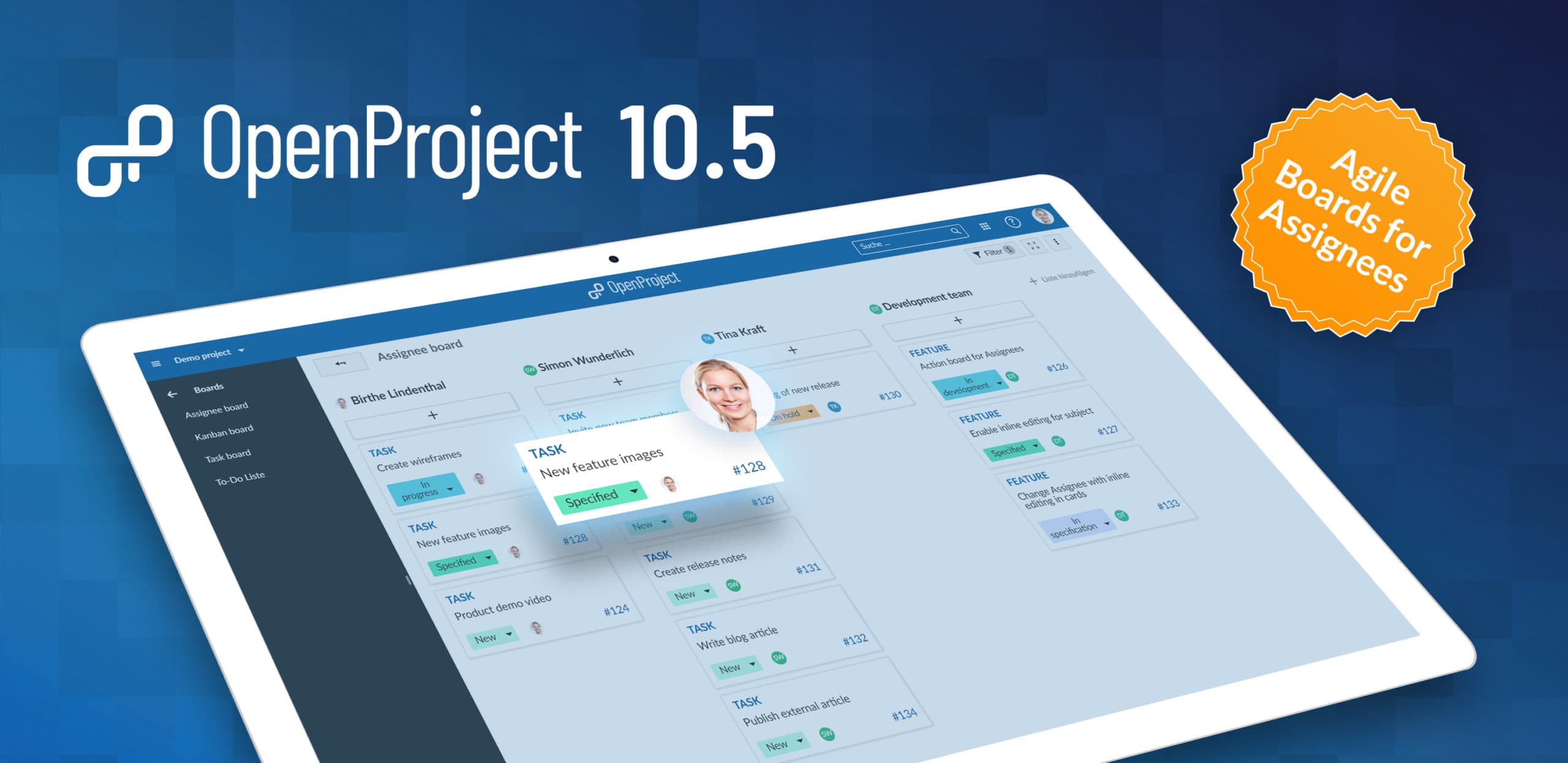 OpenProject 10.5: agile assignee boards, new sorting of versions, and time tracking restrictions removed