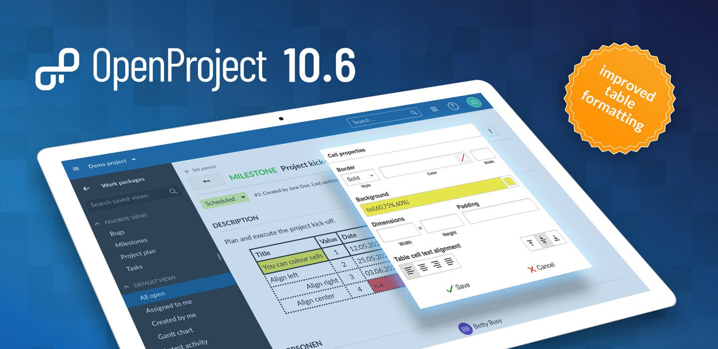 OpenProject 10.6: improved table formatting, quicker time logging, support of Slovenian language