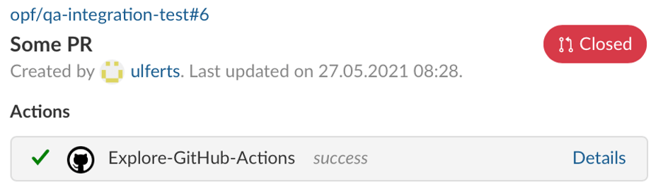 GitHub actions status update