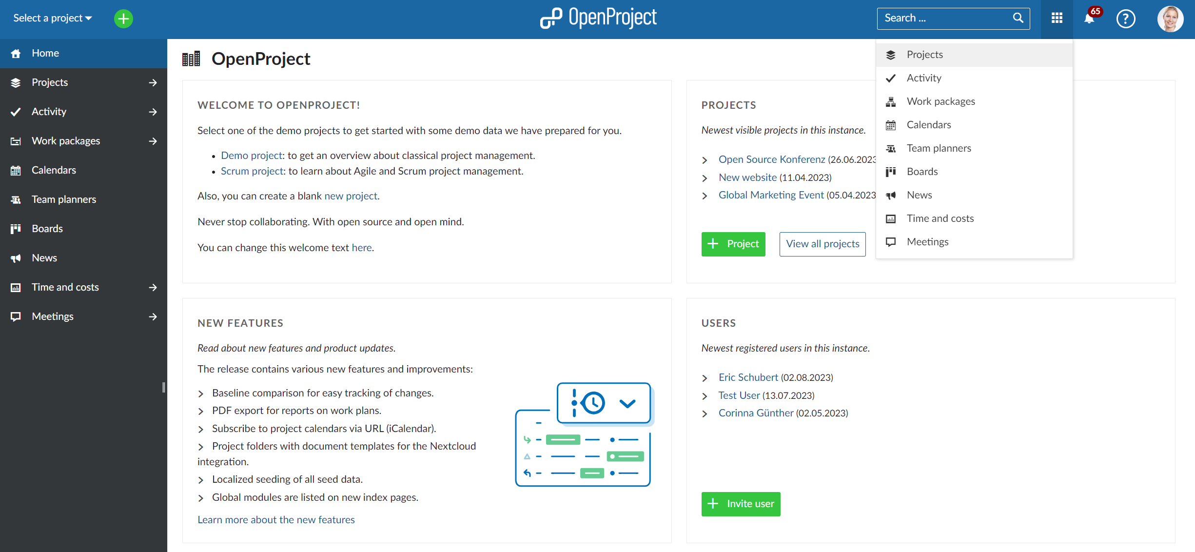 Example of PDF Export of work plan in OpenProject