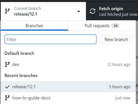 create new branch - step 1