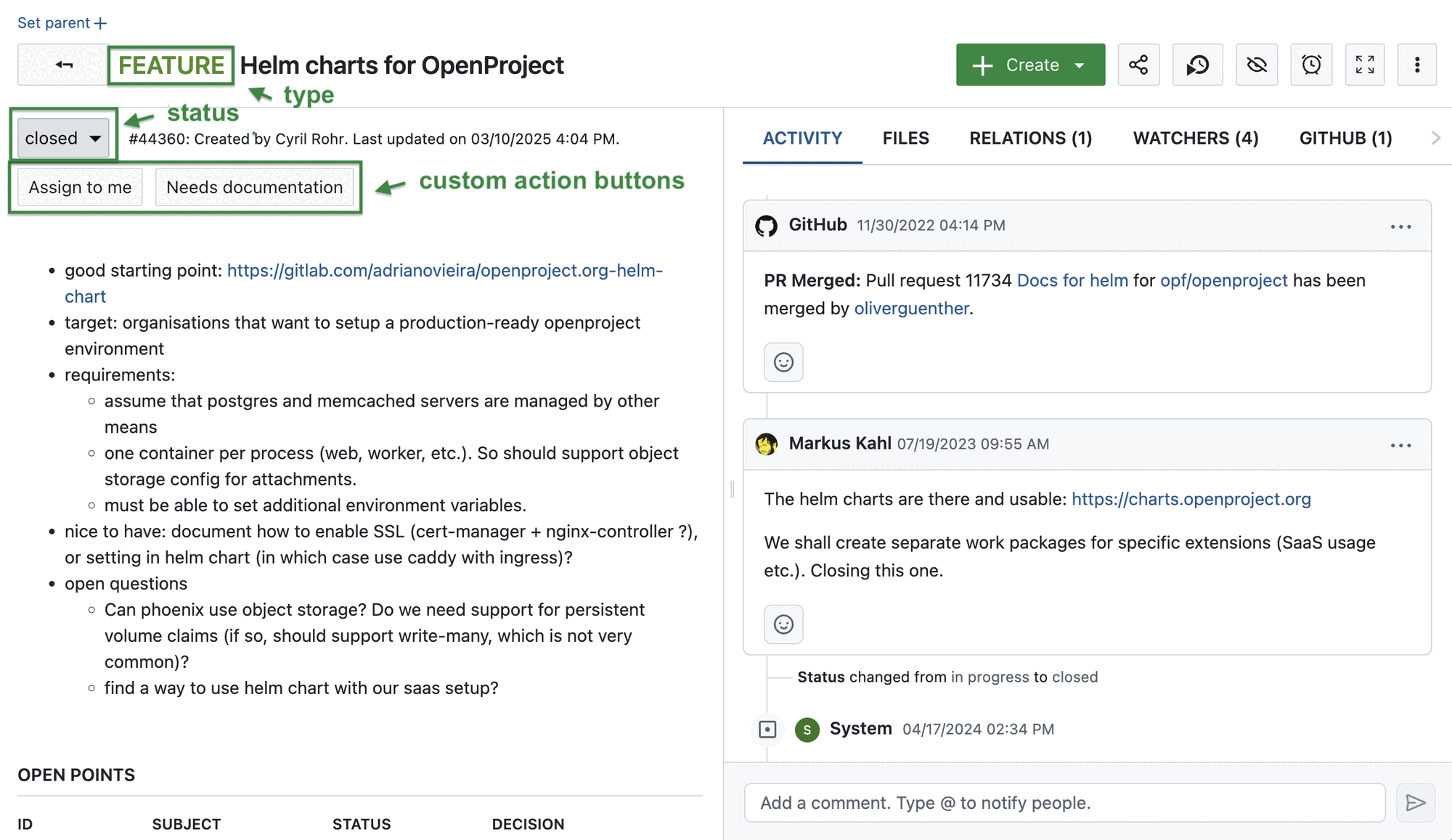 A work package in OpenProject