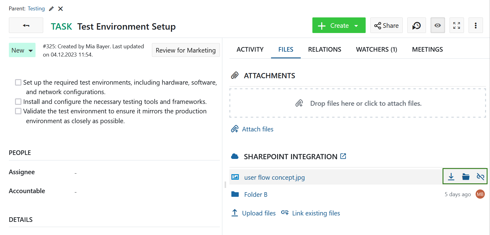 Desvincular un archivo Sharepoint vinculado a un paquete de trabajo de OpenProject